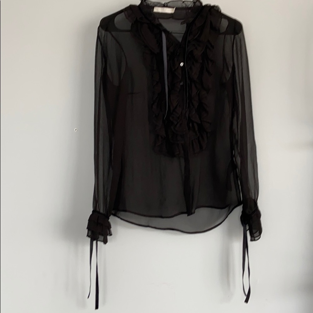 Anne Fontaine sheer ruffled long sleeve